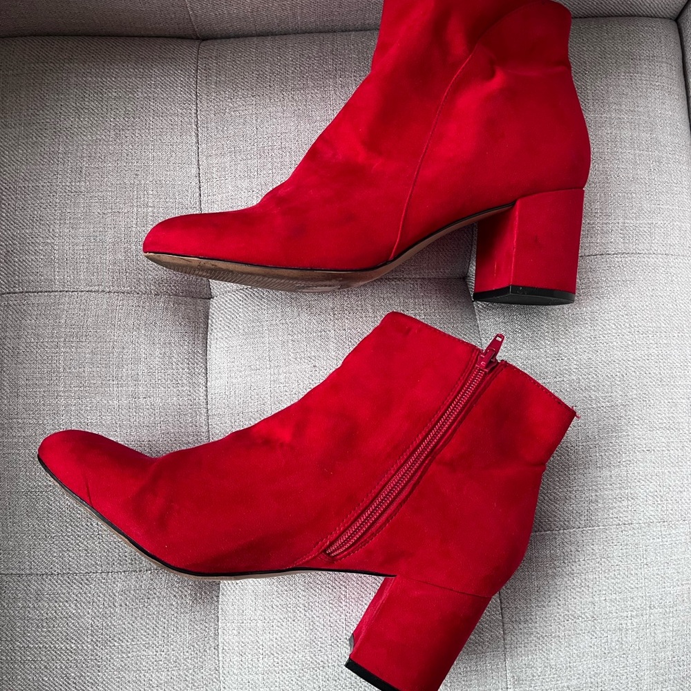 Red Suede Ankle Boots